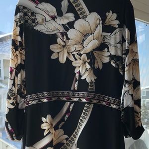 WHBM black, purple, cream knit dress 3/4 sleeves